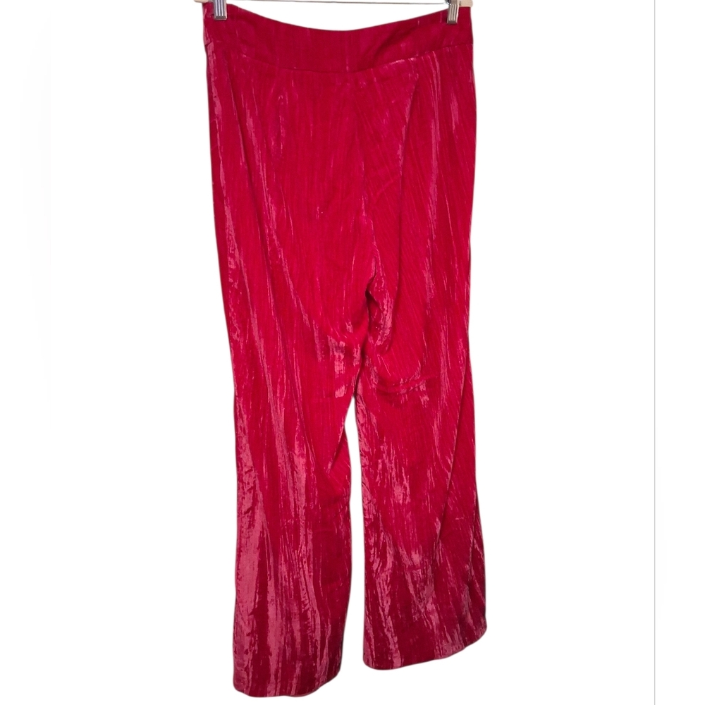 Nasty Gal Hot Pink Crushed Velvet Wide Leg Pants size 10 - Picture 5 of 10
